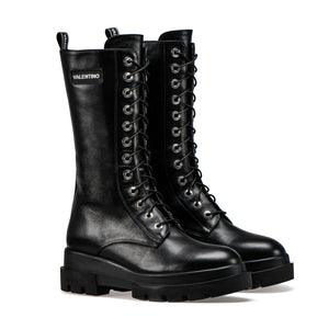 VALENTINO Combat Boots in pelle nera
