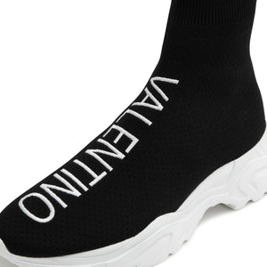 VALENTINO Sneaker high top in black stretch fabric